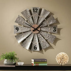 Bimini Farmhouse Windmill Wall Clock,Galvanized Metal